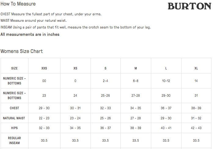 size chart