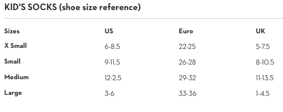 size chart