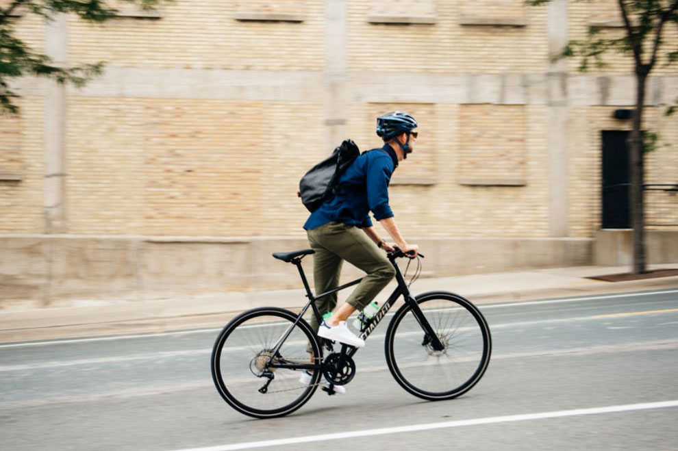 riding a road bike