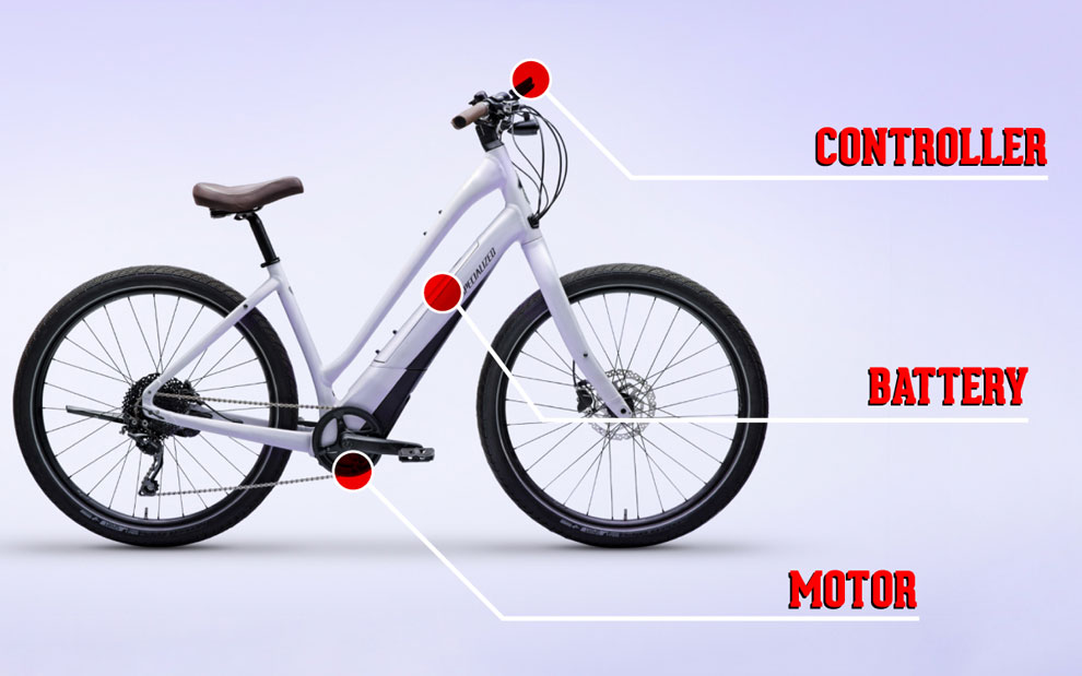 cycle with motor and battery